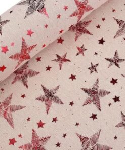 Bavlnená látka - imitácia ľanu Hviezdy